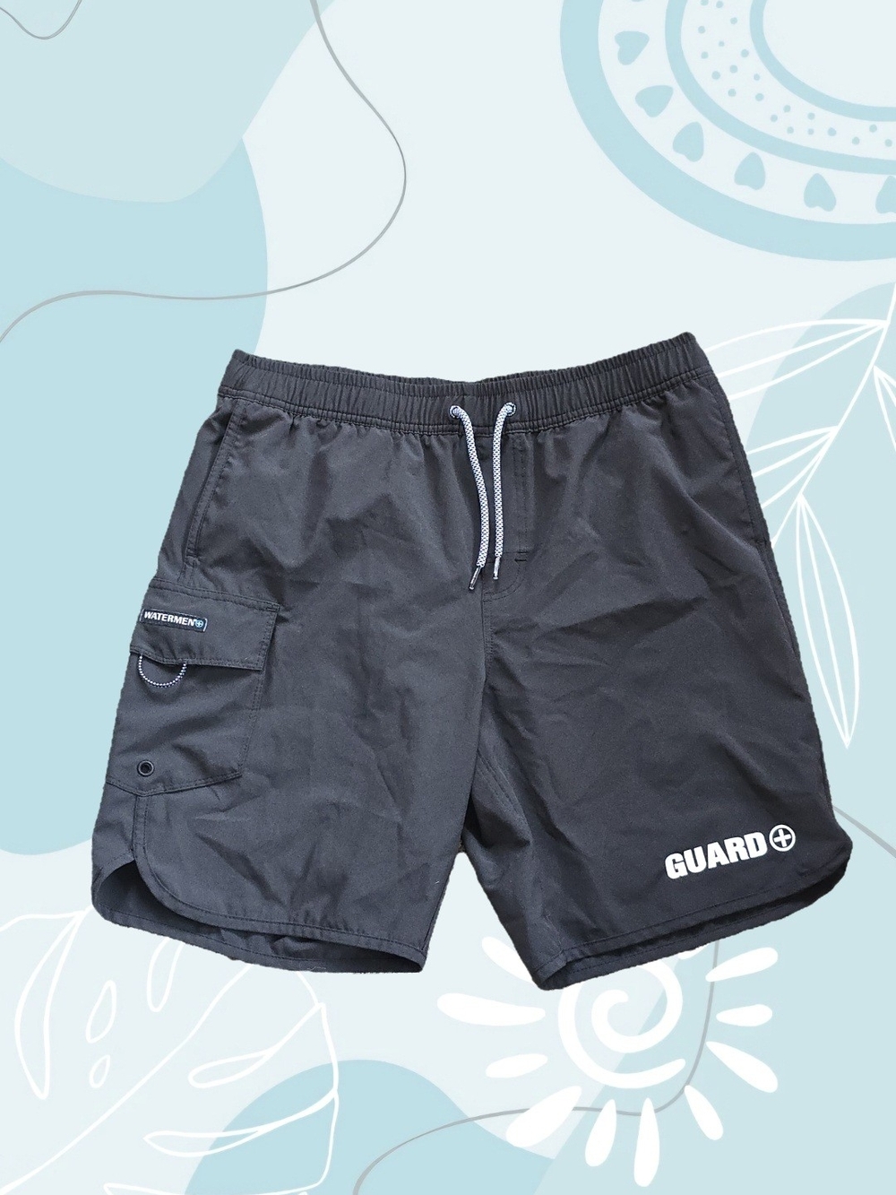 Guard Logo Black Men's Swim Shorts